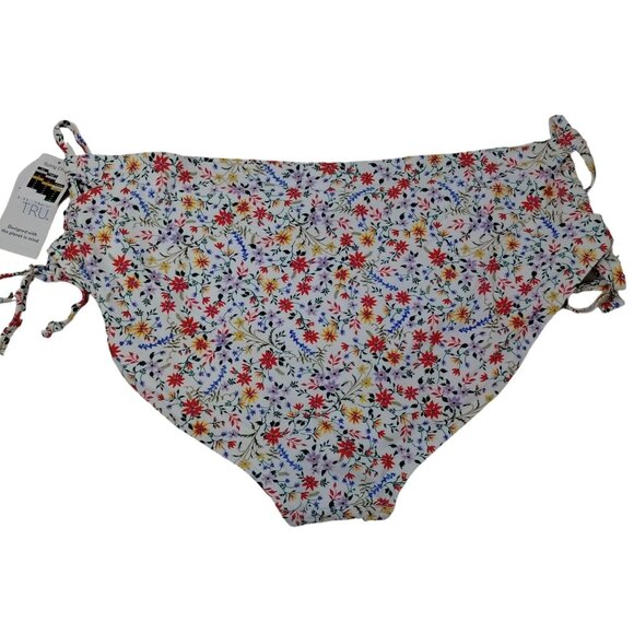 Time and Tru Womens 3X Ditsy Botanical High Waist Side Laced Bikini Bottoms - Picture 5 of 5